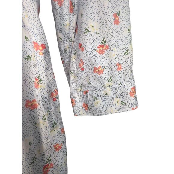 L.L. Bean Floral and Polkadot Pattern Button Up Half Sleeve Top - Picture 3 of 6